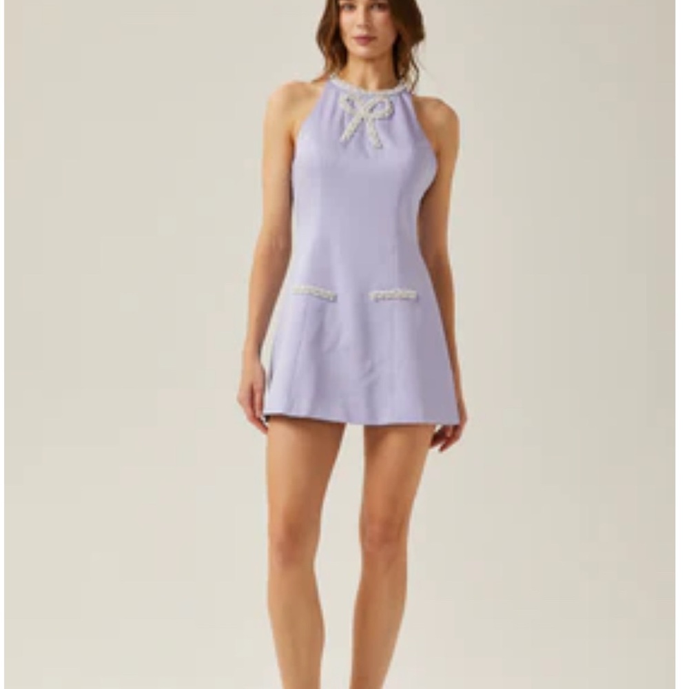 Elegant Lavender Halter Dress